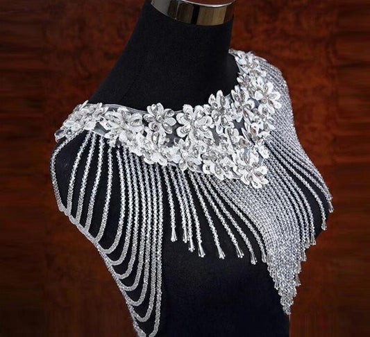 Bolero Nupcial Blanco con Apliques de Cristal LUNA • Accesorio de Novia