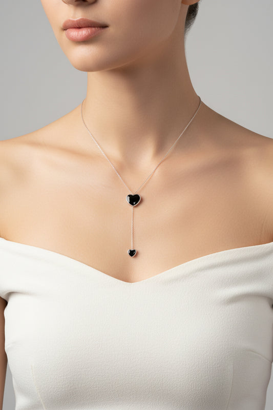 Collar Valentina | Corazón Esmaltado en Plata 925 y Platino
