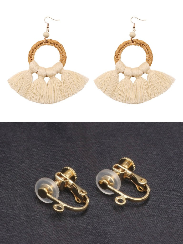 Pendientes Étnicos de Hilo y Ratán INÉS • Estilo Boho