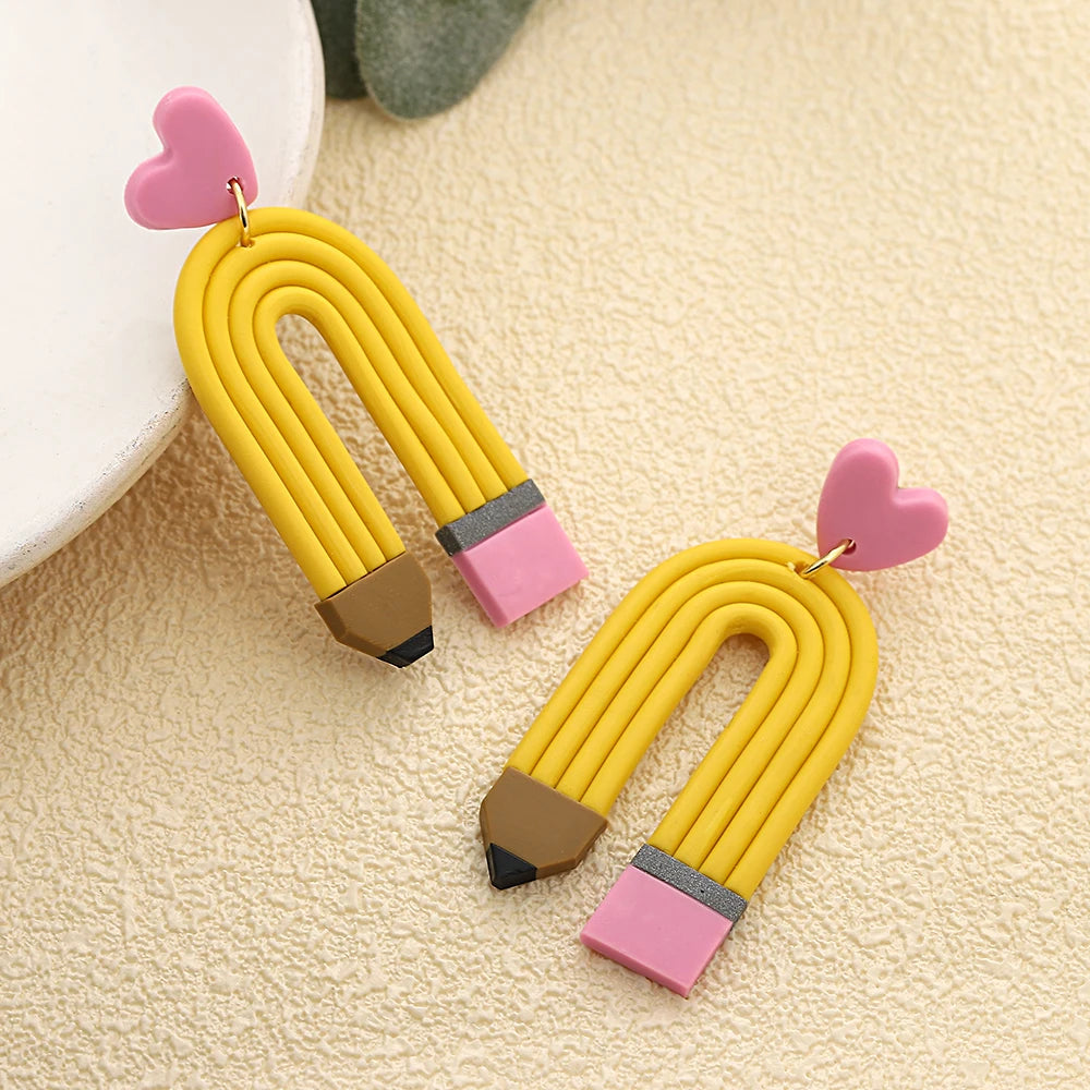 Pendientes de Arcilla Lápiz Amarillo IRENE • Edición Especial