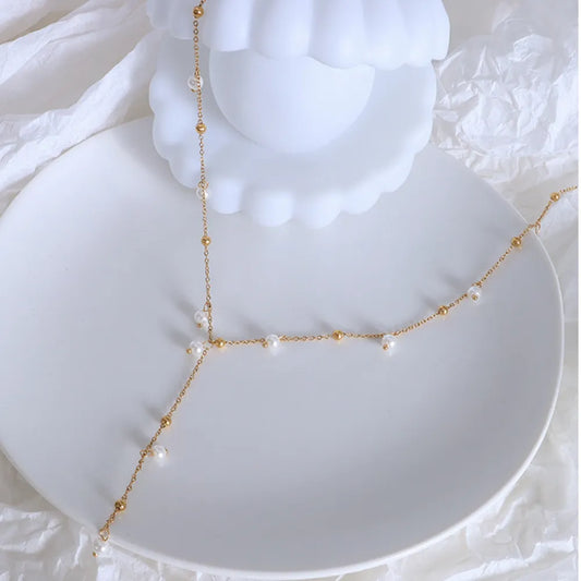 Collar Colgante de Perla Bañado en Oro 18K • Clásico Atemporal