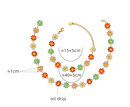Collar con Dije de Flor Esmaltada CELIA • Acero de Titanio