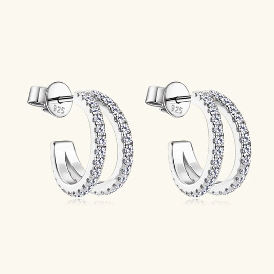 Pendientes de Aro en C EMMA • Plata y Moasánita