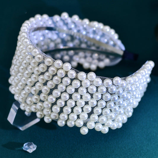 Diadema Nupcial de Perlas y Brillantina MARTINA • Accesorio de Cabello
