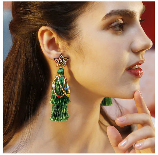 Pendientes de Mostacilla Árbol de Navidad NOELIA • Edición Festiva