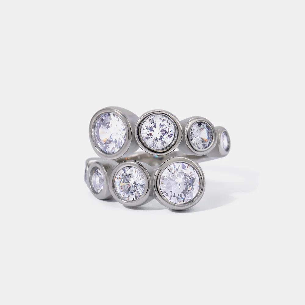 Anillo Bypass con Zirconia en Acero Inoxidable • Diseño Cruzado