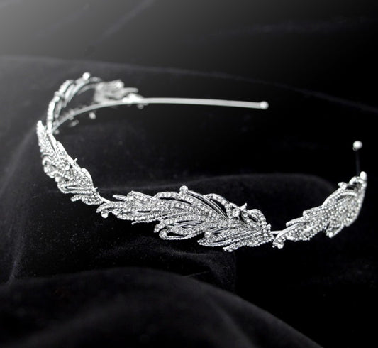 Diadema de Novia Fina Platinada JULIA • Accesorio de Cabello
