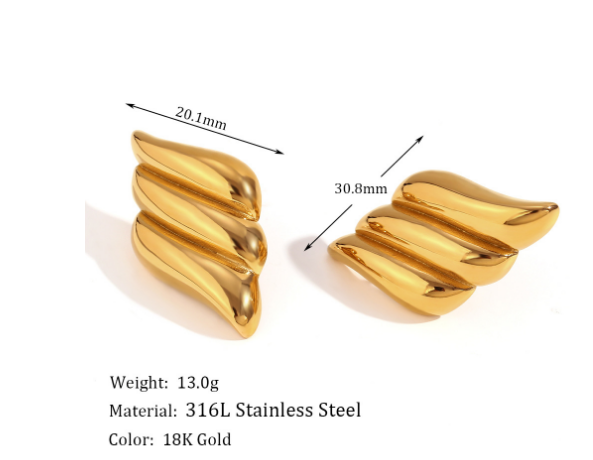 Pendientes de Diseño Vintage Bañados en Oro 18K SILVIA • Acero Inoxidable
