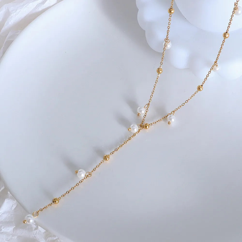 Collar Colgante de Perla Bañado en Oro 18K • Clásico Atemporal