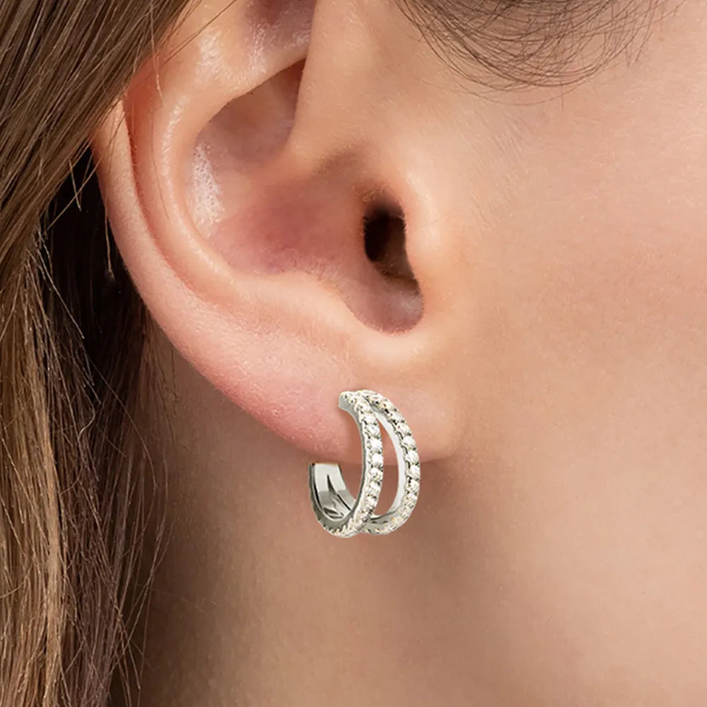 Pendientes de Aro en C EMMA • Plata y Moasánita