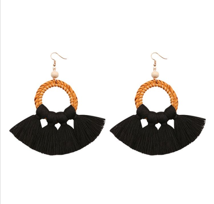 Pendientes Étnicos de Hilo y Ratán INÉS • Estilo Boho