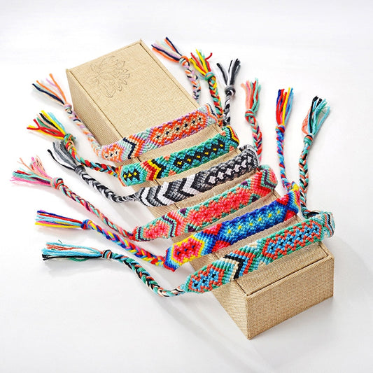 Pulsera de Algodón Étnica ELENA • Estilo Boho Hecha a Mano