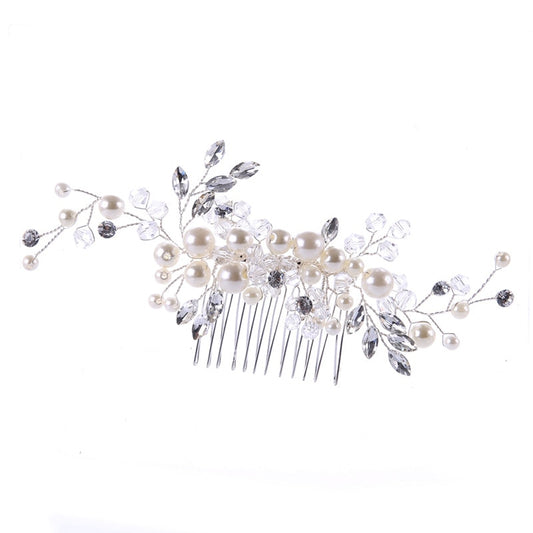 Peineta Floral de Hojas y Perlas CLARA • Tocado Nupcial