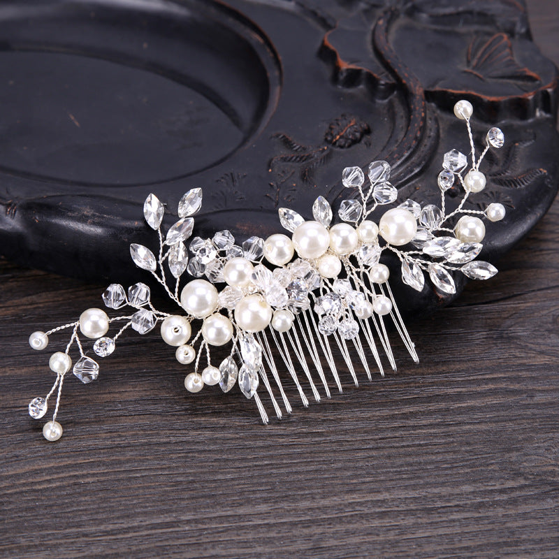 Peineta Floral de Hojas y Perlas CLARA • Tocado Nupcial