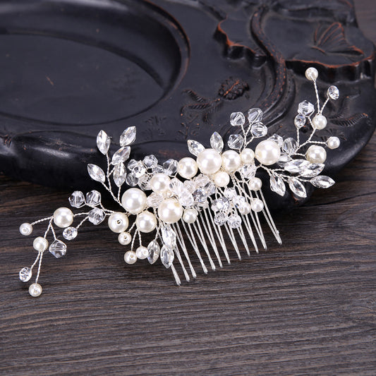Peineta Floral de Hojas y Perlas CLARA • Tocado Nupcial