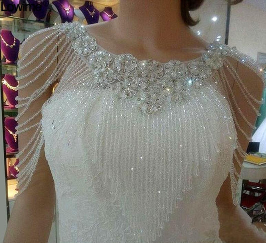Bolero Nupcial Blanco con Apliques de Cristal LUNA • Accesorio de Novia