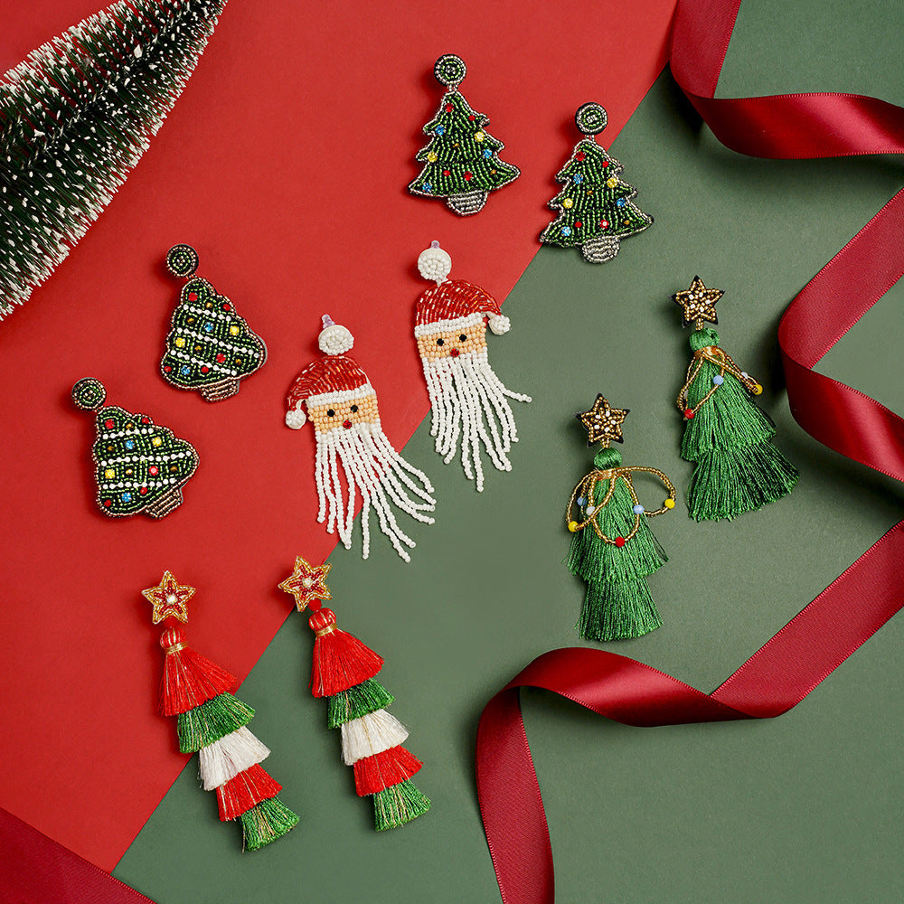 Pendientes de Mostacilla Árbol de Navidad NOELIA • Edición Festiva