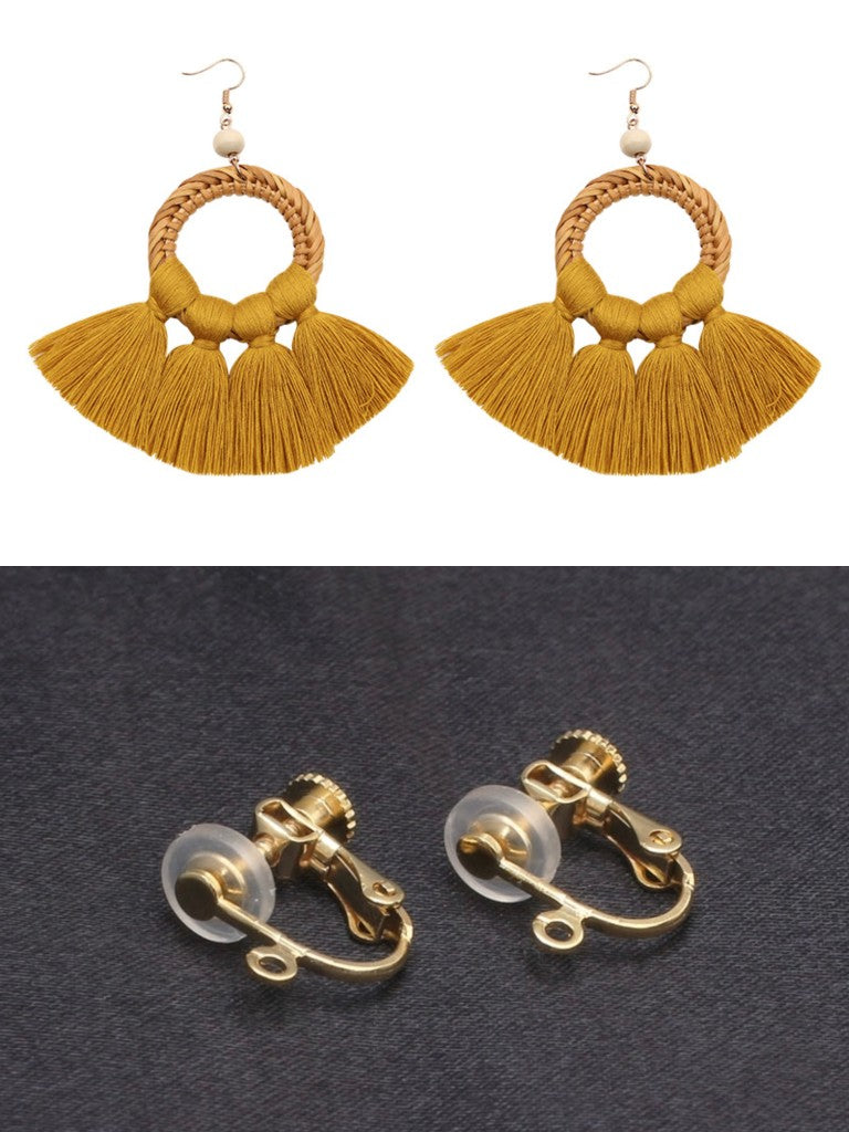 Pendientes Étnicos de Hilo y Ratán INÉS • Estilo Boho