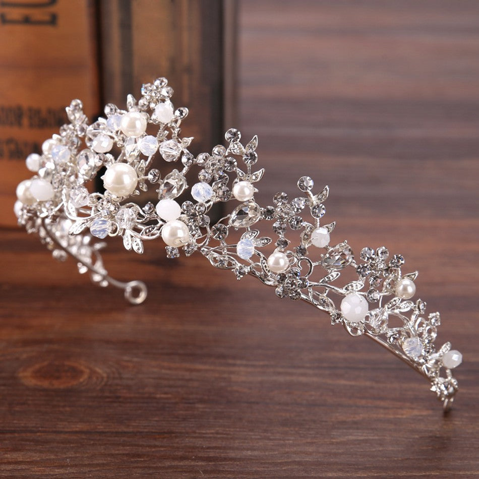 Corona Nupcial de Cristales y Perlas ADRIANA • Accesorio de Cabello