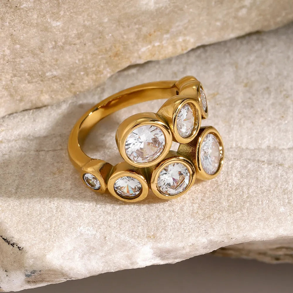 Anillo Bypass con Zirconia en Acero Inoxidable • Diseño Cruzado