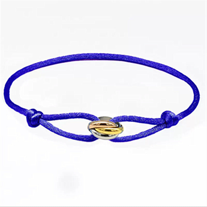 Pulsera de Cordón Tejido con Anillos Tricolor RENEÉ • Estilo Clásico