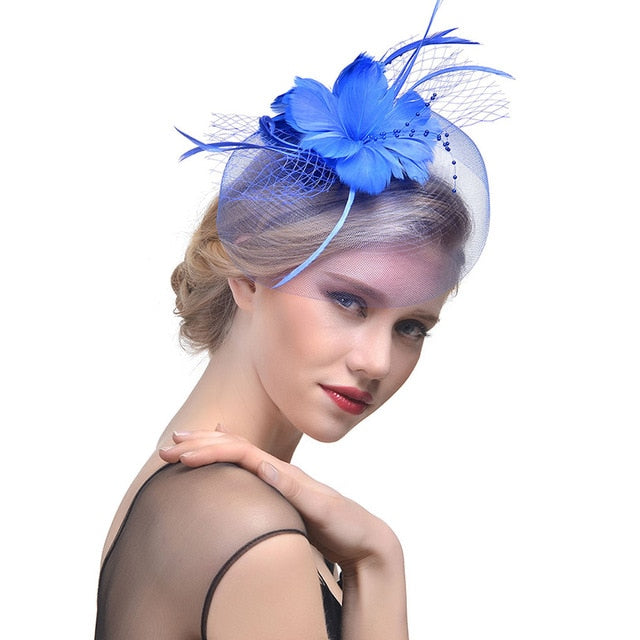 Tocado de Cóctel con Plumas y Velo OLIVIA • Estilo Vintage