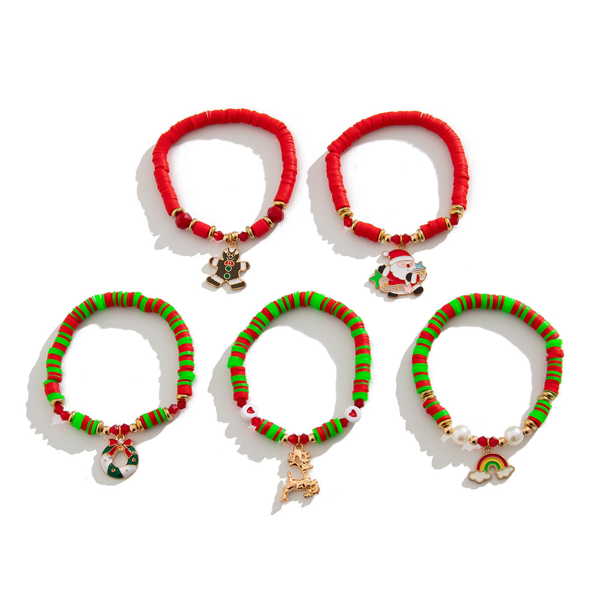 Set de Pulseras Navideñas con Letras y Cuentas de Cerámica | Hecho a Mano