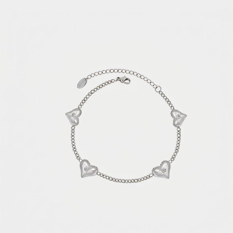 Pulsera de Corazón con Zirconia en Titanio • Romance Minimalista