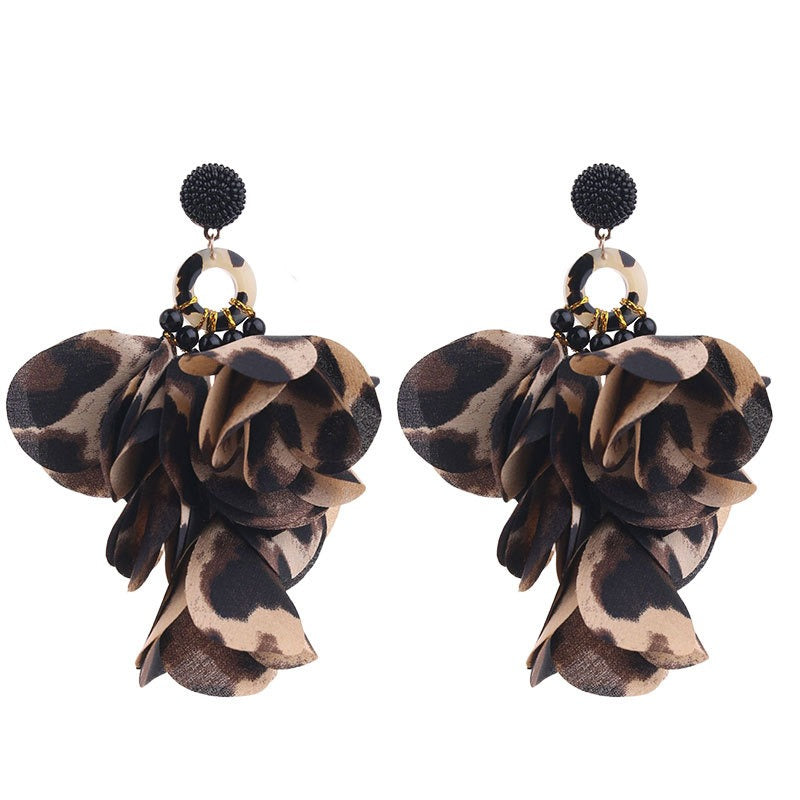 Pendientes Largos de Flores de Tela CAMILA