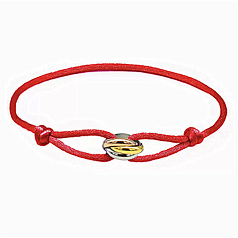 Pulsera de Cordón Tejido con Anillos Tricolor RENEÉ • Estilo Clásico