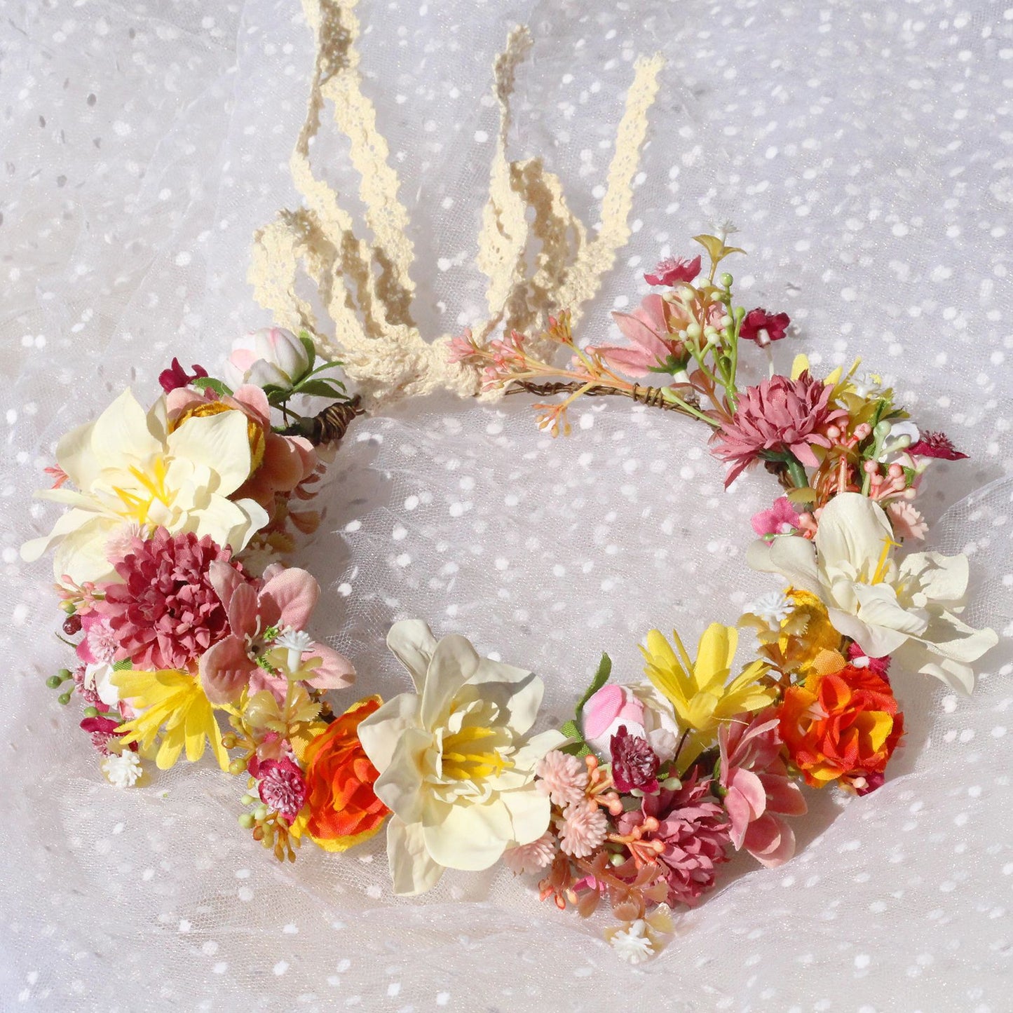 Corona de Flores Otoñales LUCÍA • Accesorio de Cabello
