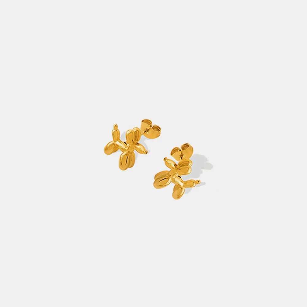 Pendientes de Perrito en Titanio Bañado en Oro 18K • Diseño Exclusivo