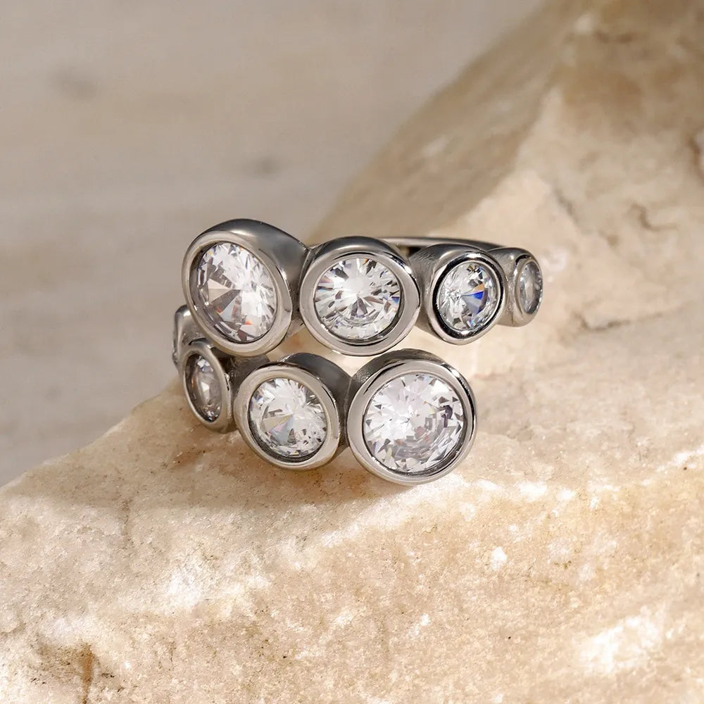 Anillo Bypass con Zirconia en Acero Inoxidable • Diseño Cruzado