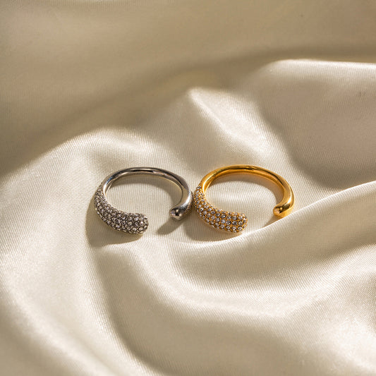 Anillo Olimpia | Diseño Abierto Geométrico con Cristales
