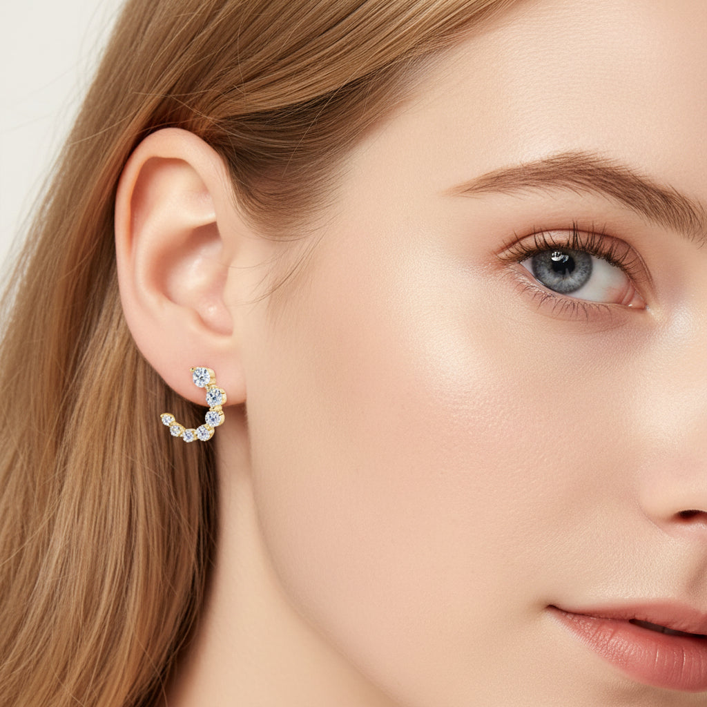 Pendientes de Botón DIANA • Plata y Moasánita