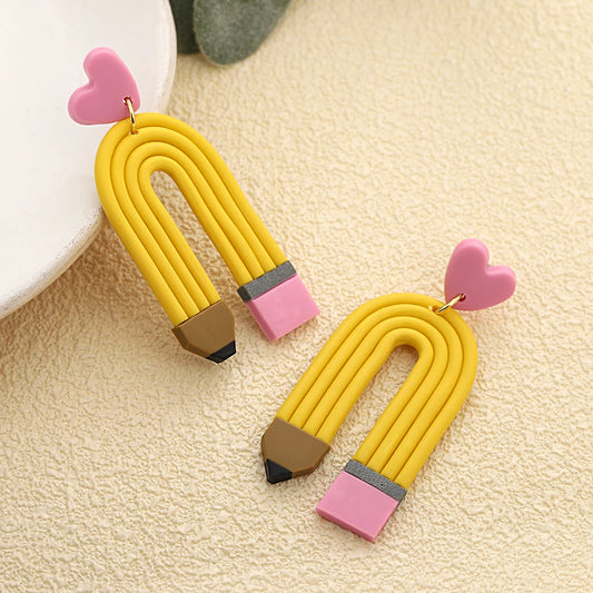 Pendientes de Arcilla Lápiz Amarillo IRENE • Edición Especial