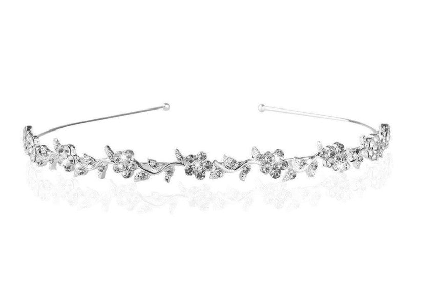 Diadema Nupcial de Flor de Ciruelo con Pedrería FLOR • Tocado de Novia