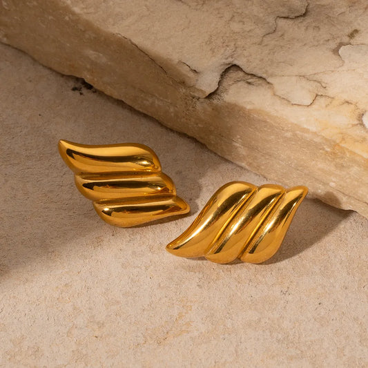 Pendientes de Diseño Vintage Bañados en Oro 18K SILVIA • Acero Inoxidable