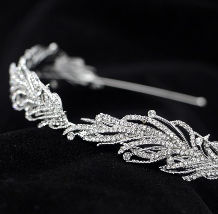 Diadema de Novia Fina Platinada JULIA • Accesorio de Cabello