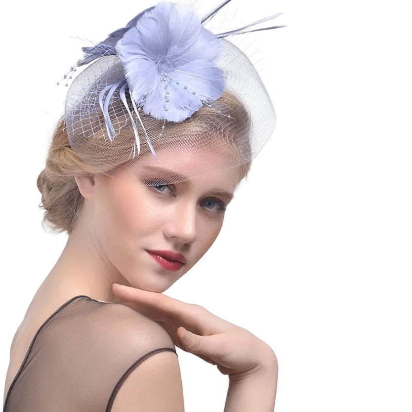 Tocado de Cóctel con Plumas y Velo OLIVIA • Estilo Vintage