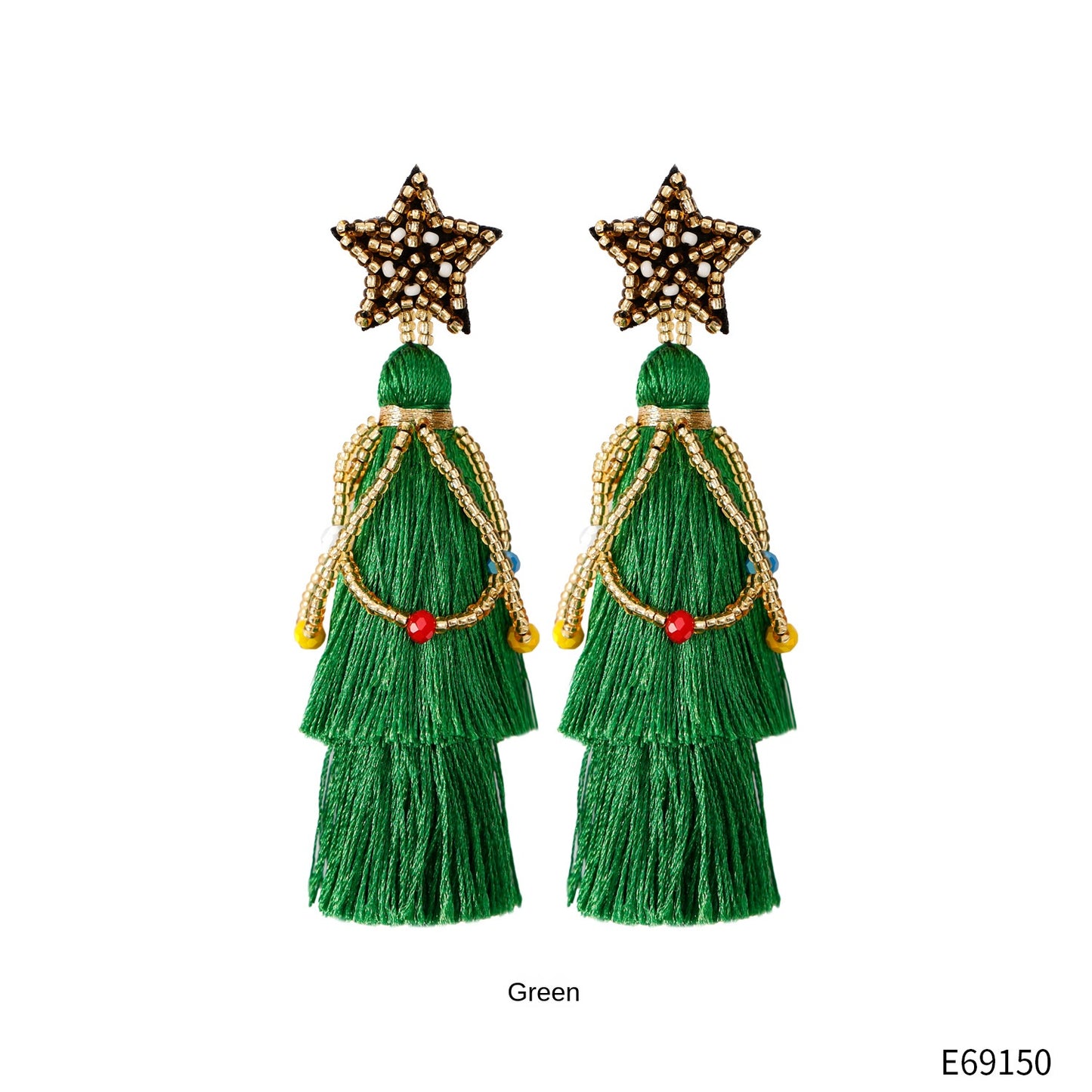 Pendientes de Mostacilla Árbol de Navidad NOELIA • Edición Festiva
