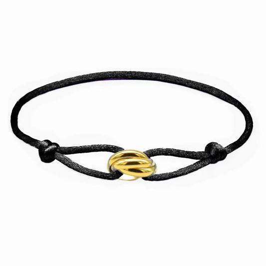 Pulsera de Cordón Tejido con Anillos Tricolor RENEÉ • Estilo Clásico