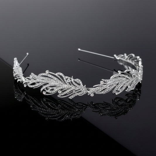 Diadema de Novia Fina Platinada JULIA • Accesorio de Cabello