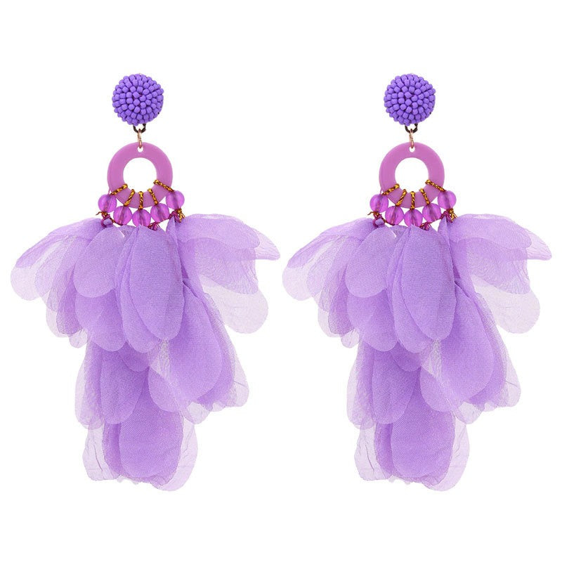 Pendientes Largos de Flores de Tela CAMILA