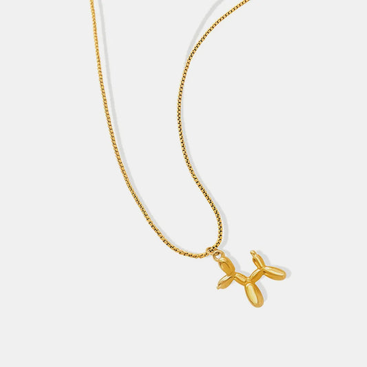 Collar Colgante de Perrito Lupe en Titanio Bañado en Oro 18K • Diseño Exclusivo