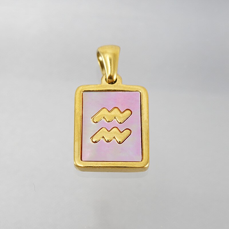Collar Gargantilla de Constelación del Zodiaco con Concha Rosa • Acero Bañado en Oro 18K