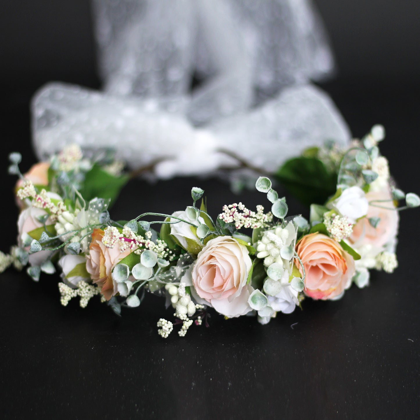 Corona Nupcial de Rosas JULIETA • Accesorio de Cabello