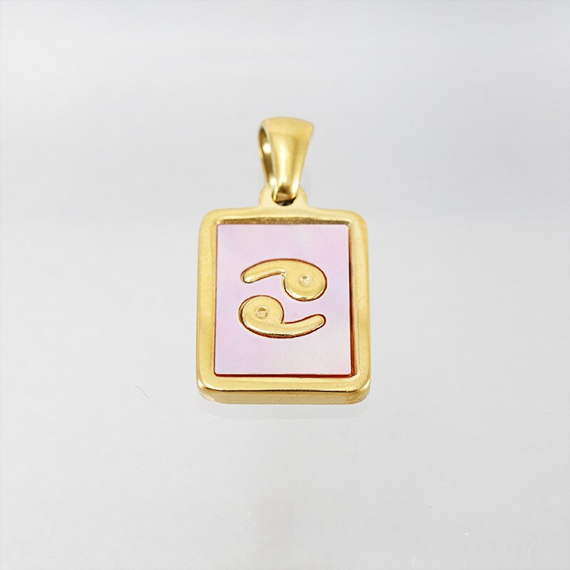 Collar Gargantilla de Constelación del Zodiaco con Concha Rosa • Acero Bañado en Oro 18K