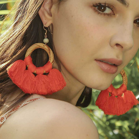 Pendientes Étnicos de Hilo y Ratán INÉS • Estilo Boho