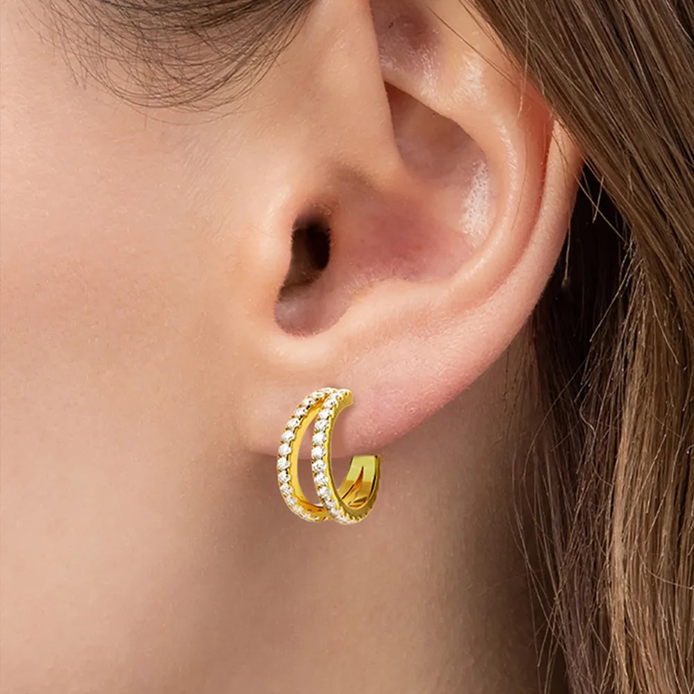 Pendientes de Aro en C EMMA • Plata y Moasánita